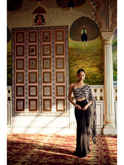 CHARU AND VASUNDHARA - Kelli Black Embroidered Lehenga and Blouse
