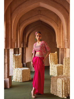 CHARU AND VASUNDHARA - Tavrina Pink Skirt With Blouse and Jacket