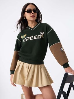 The Souled Store - Official Peanuts Speed Beagle Women Oversized Sweatshirt