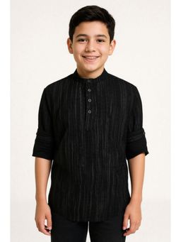 CHARCHIT - Black Cotton Textured Shirt