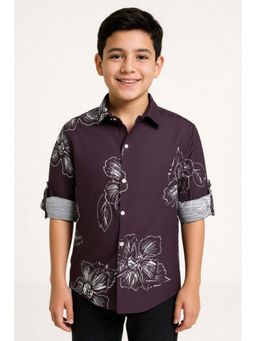 CHARCHIT - Purple Cotton Floral Shirt