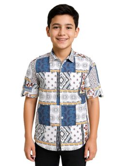 CHARCHIT - White Cotton Geometric Shirt