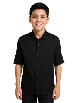 CHARCHIT - Black Cotton Solid Shirt