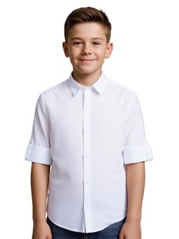 CHARCHIT - White Cotton Solid Shirt
