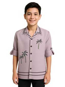 CAVIO - Pink Cotton Embroidered Shirt