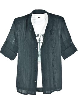 CHARCHIT - Grey Cotton Textured Shirt With T-Shirt