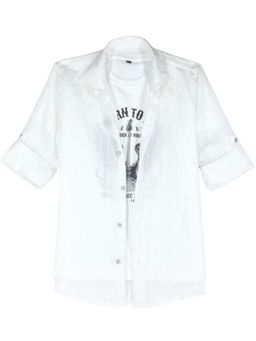 CHARCHIT - White Cotton Textured Shirt With T-Shirt