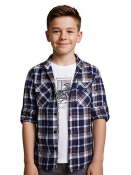 CAVIO - Multi-Color Cotton Checks Shirt With T-Shirt