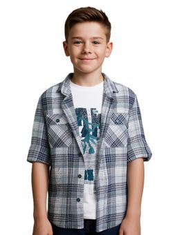 CAVIO - Green Cotton Checks Shirt With T-Shirt