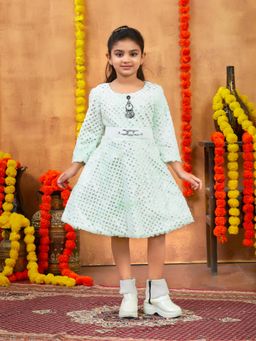 Aarika - Green Wool Textured Dress With Belt