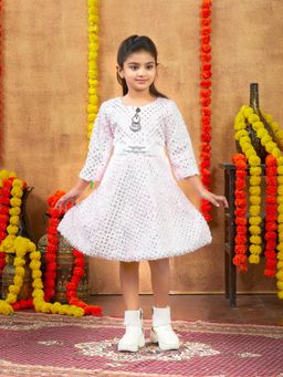 Aarika - Peach Wool Textured Dress With Belt