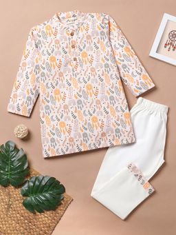 Desi Soota - Pink Cotton Floral Kurta With Pyjama