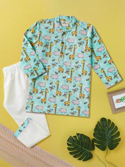 Desi Soota - Pink Cotton Animal Print Kurta With Pyjama