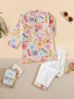 Desi Soota - Multi-Color Cotton Floral Kurta With Pyjama