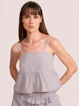 How When Wear - Womens Cotton Stripes Multi-Color Crop Top
