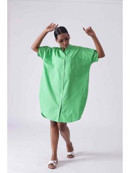 Mala Singh - Womens Cotton Solid Green Dress