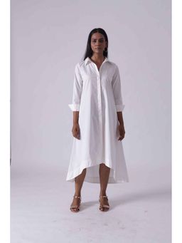 Mala Singh - Womens Cotton Solid White Dress