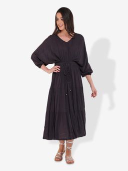 Mala Singh - Womens Cotton Solid Black Dress