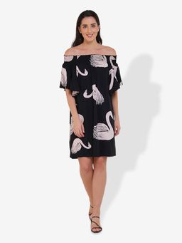 Mala Singh - Womens Cotton Printed Black Dress