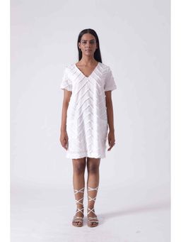 Mala Singh - Womens Cotton Solid White Dress