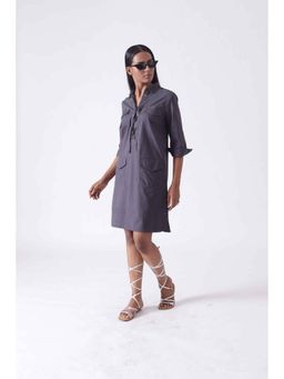 Mala Singh - Womens Cotton Solid Grey Dress
