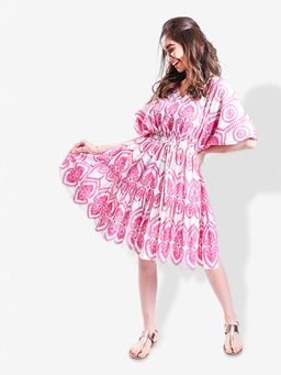 Mala Singh - Womens Cotton Printed Pink Dress