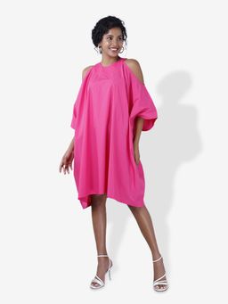 Mala Singh - Womens Cotton Solid Pink Dress