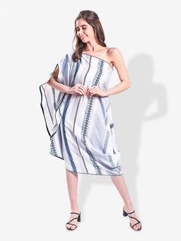 Mala Singh - Womens Cotton Stripes White Dress