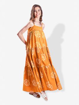 Mala Singh - Womens Cotton Printed Mustard Dress