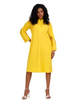 Mala Singh - Womens Cotton Solid Yellow Dress