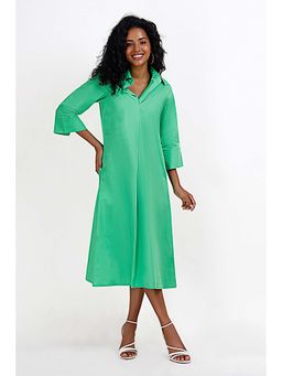 Mala Singh - Womens Cotton Solid Green Dress
