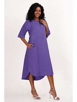 Mala Singh - Womens Cotton Solid Purple Dress