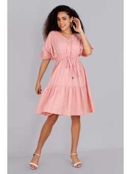 Mala Singh - Womens Cotton Self Design Pink Dress