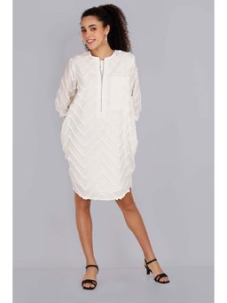 Mala Singh - Womens Cotton Solid White Dress
