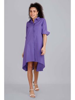 Mala Singh - Womens Cotton Solid Lavender Dress