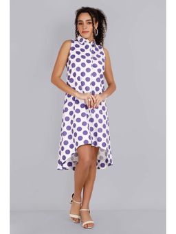 Mala Singh - Womens Cotton Polka Dots White Dress
