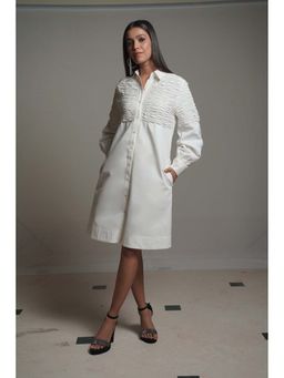 Mala Singh - Womens Cotton Solid White Dress