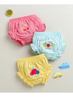 Bumzee - Girls Multicolor Cotton Printed Panties (Pack of 3)