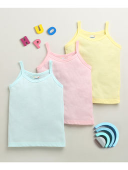Bumzee - Girls Multicolor Cotton Solid Camisoles (Pack of 3)