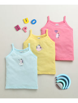 Bumzee - Girls Multicolor Cotton Printed Camisoles (Pack of 3)