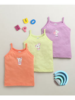 Bumzee - Girls Multicolor Cotton Printed Camisoles (Pack of 3)
