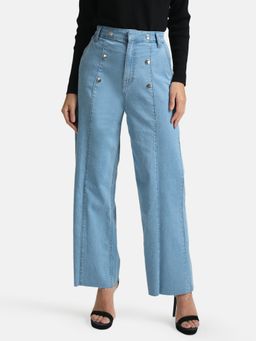 Kazo - Blue Wide Legged Denim With Button Detail