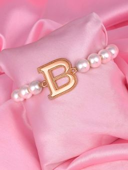 Estele - Rose Gold Plated Beautiful B Letter Pearl Bracelet for Women