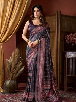 Odette - Multi-Color Silk Blend Printed Saree with Unstitched Blouse