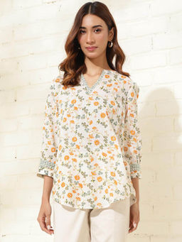 Fabindia - White Cotton Printed Tunic