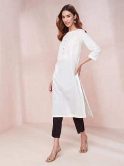 Fabindia - White Cotton Regular Fit Kurta