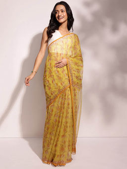 Fabindia - Mustard Cotton Silk Printed Saree