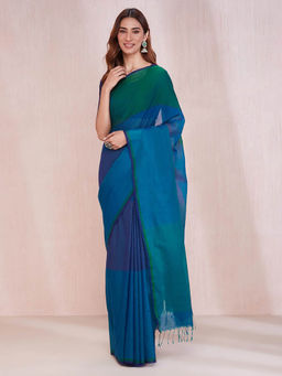 Fabindia - Blue Cotton Woven Saree