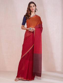 Fabindia - Red Cotton Woven Saree