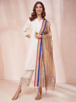 Fabindia - Beige Cotton Silk Maheshwari Dupatta